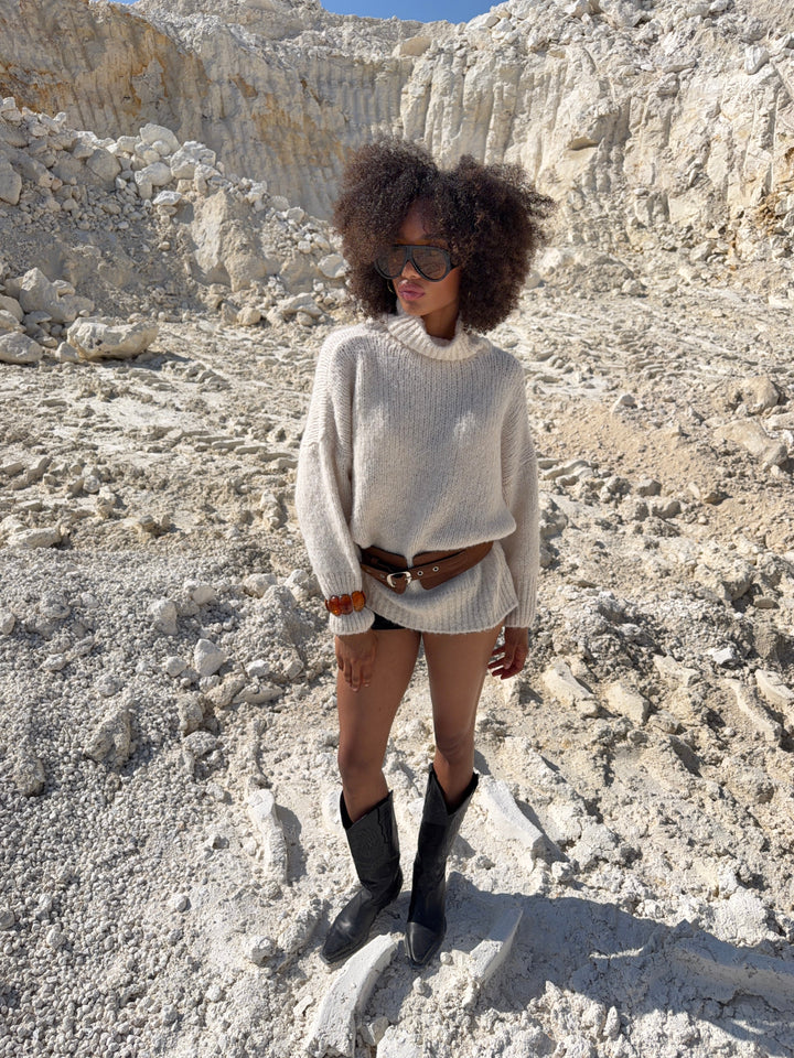 Estelle eyelet suede belt - Brown