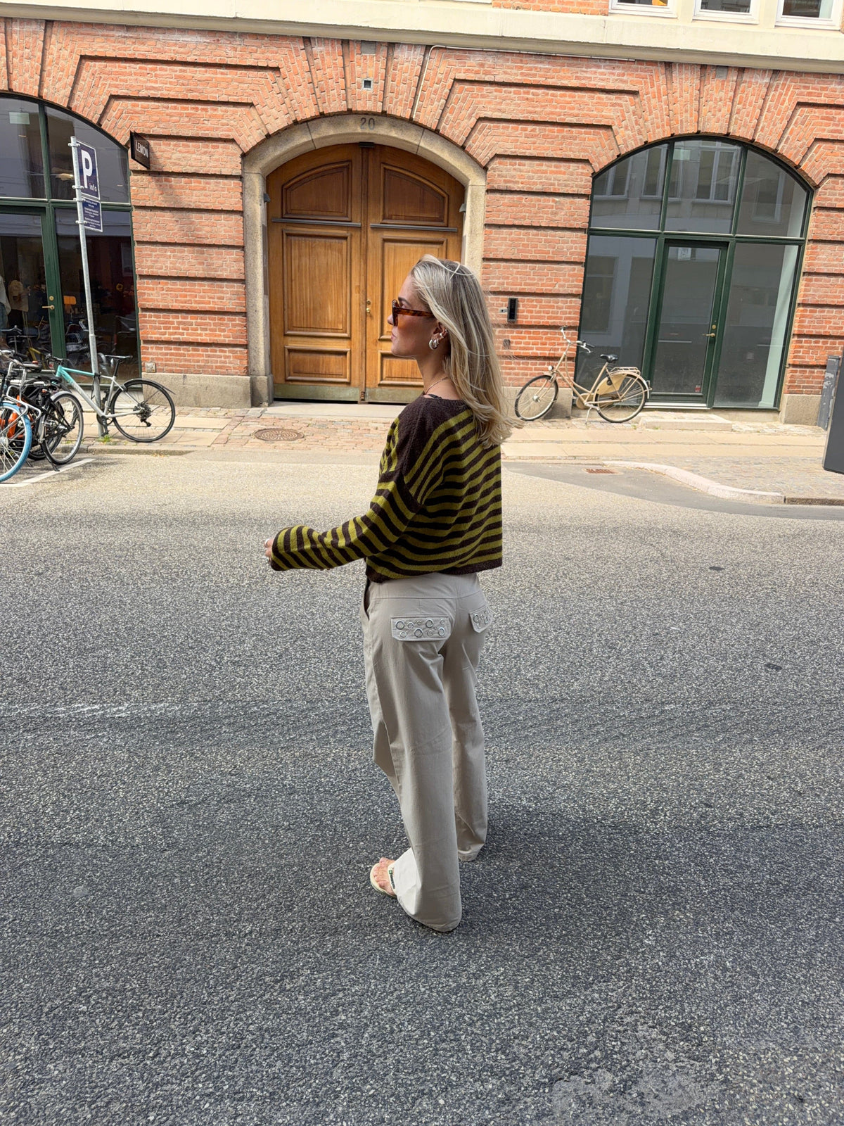 Tara Eyelet Pants Taupe