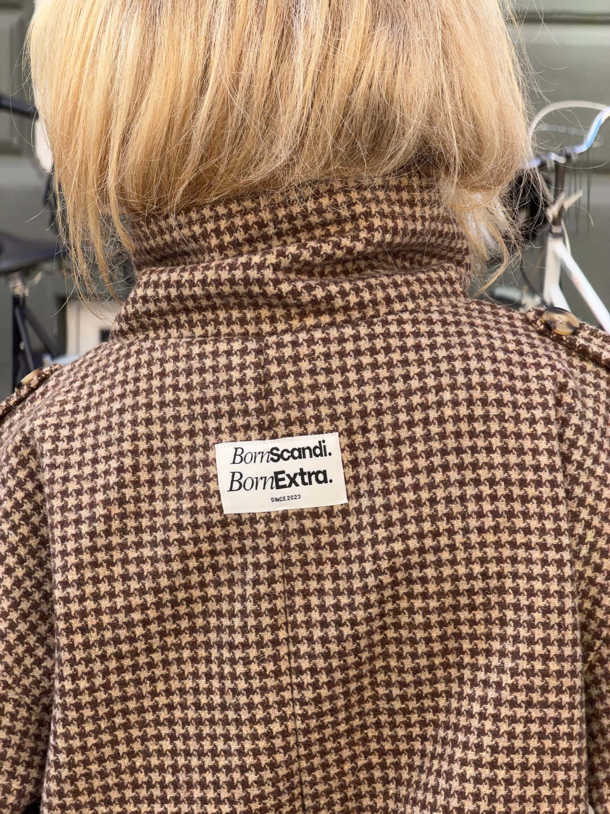 Cleo Funnel Neck Jacket Checked