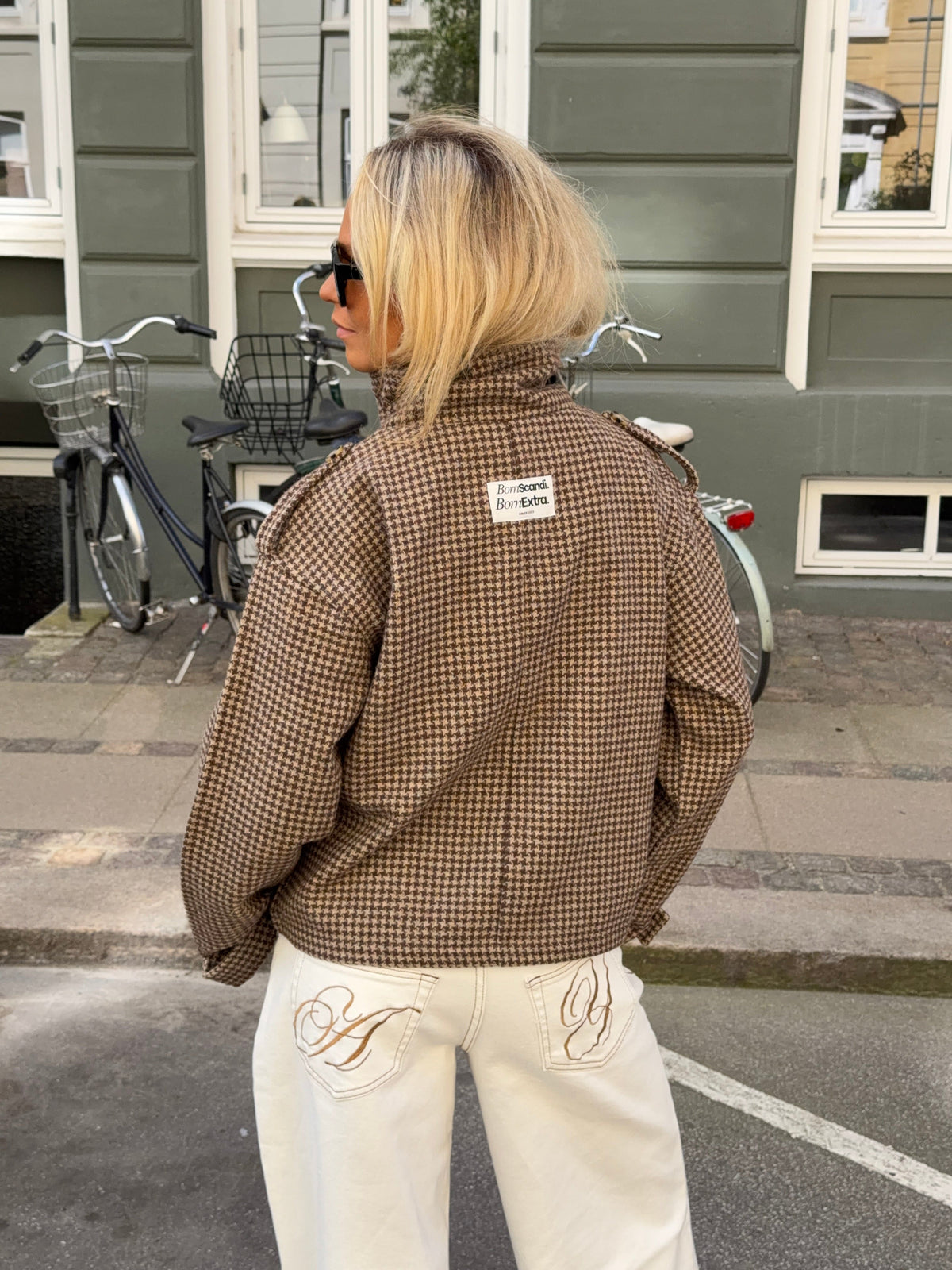 Cleo Funnel Neck Jacket Checked