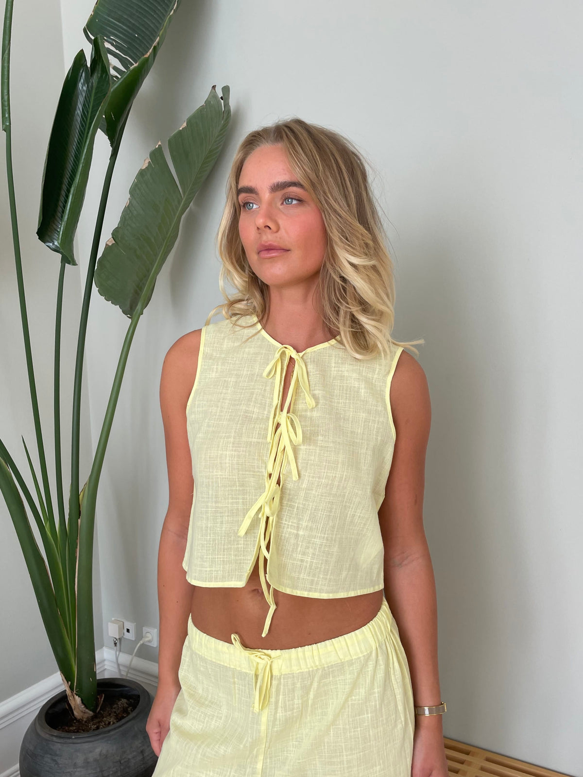 Elva Linen Vest Light Yellow