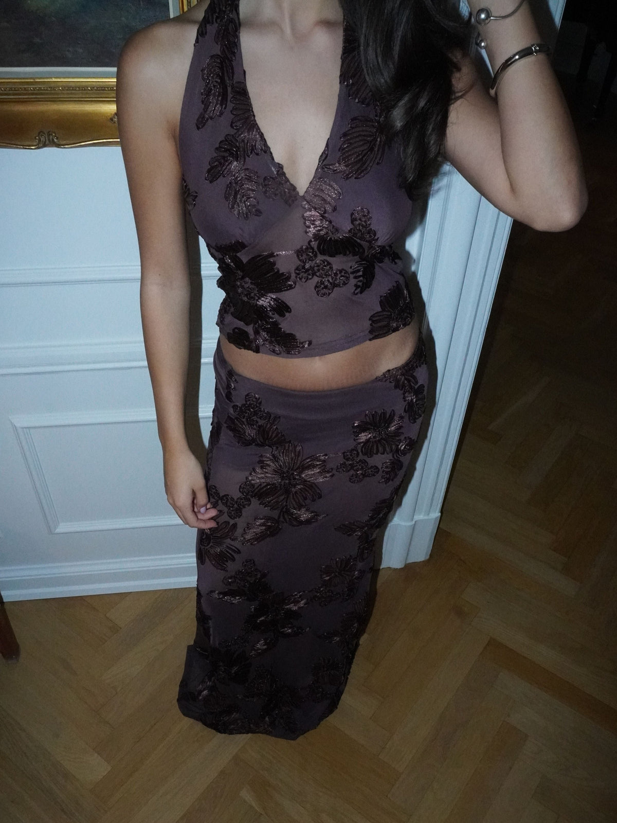 Kivo Mesh Skirt Brown