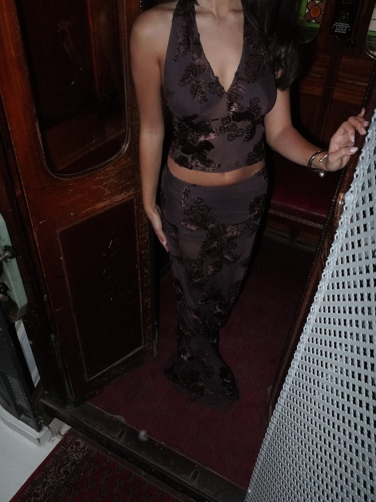 Kivo Mesh Skirt Brown