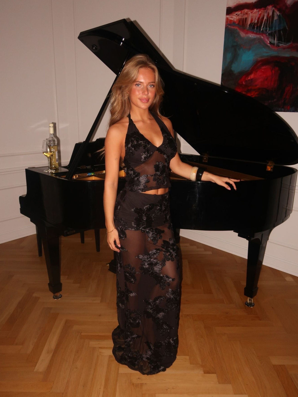 Kivo Mesh Skirt Black