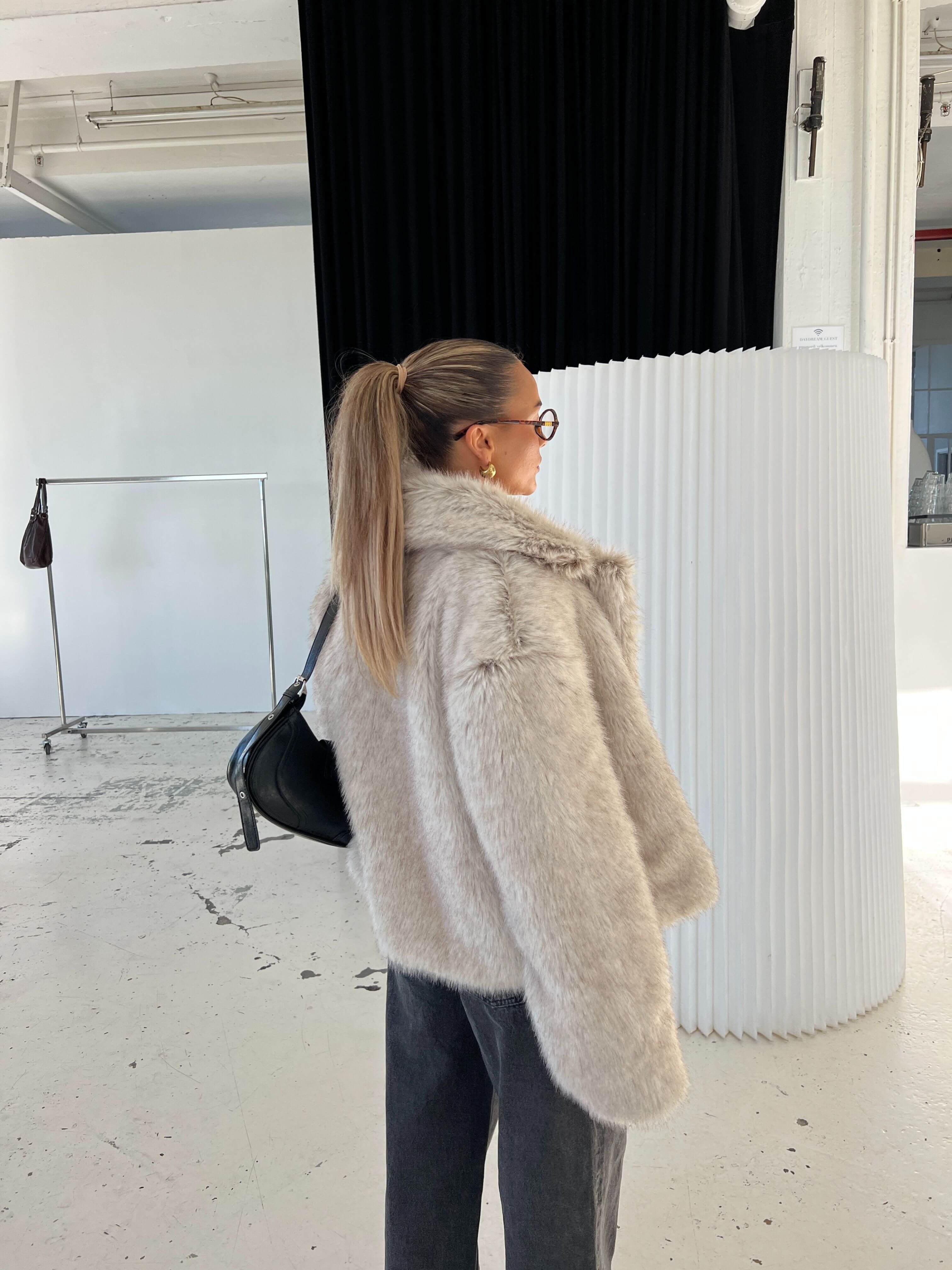 Liva fur jacket - Beige melange – AYA-S Worldwide