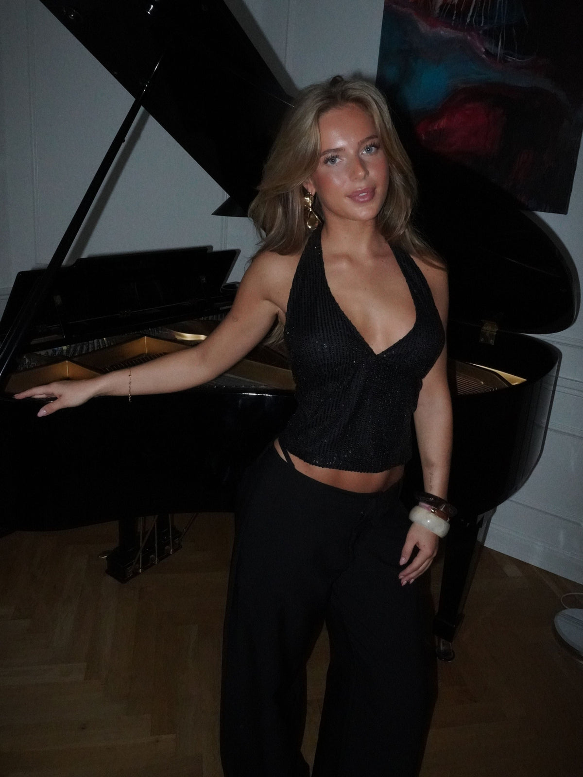 Lola Glitter Top Black