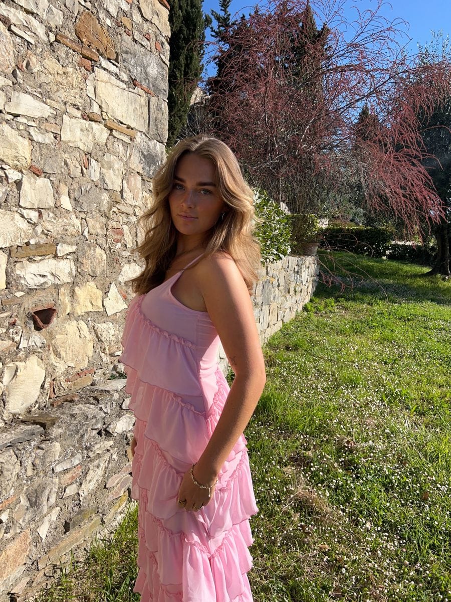 Rie Ruffle Dress Light Pink