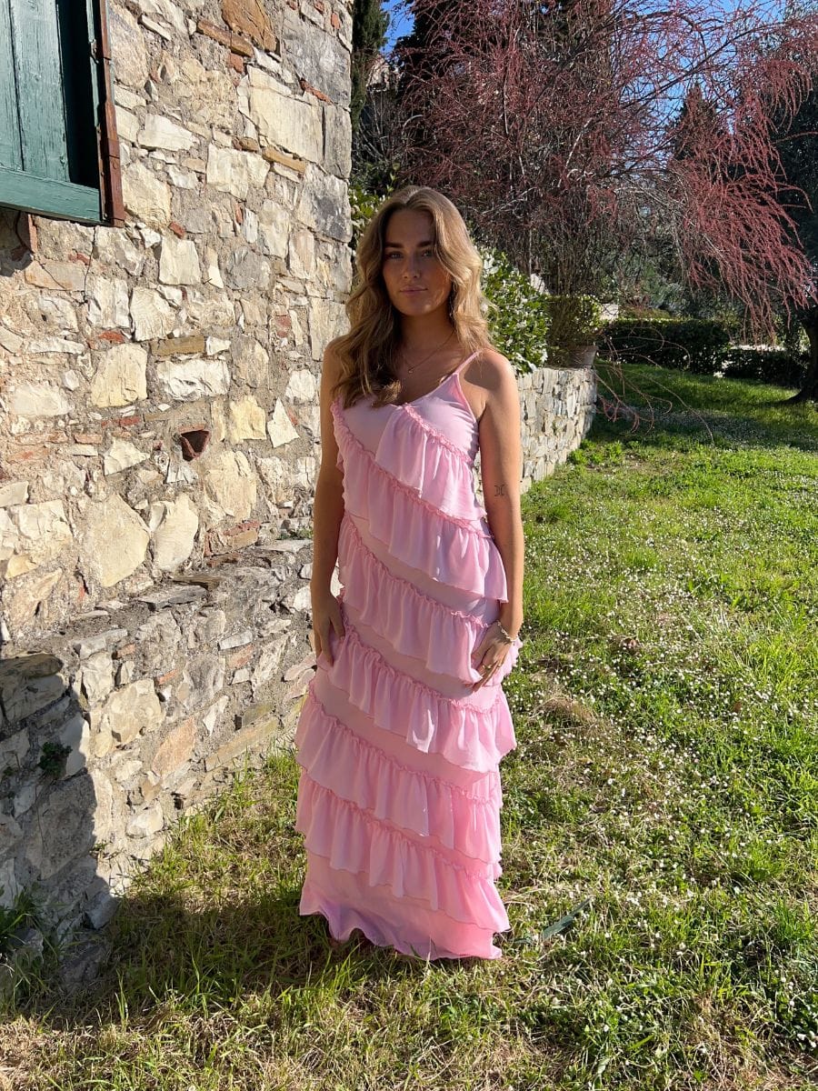 Rie Ruffle Dress Light Pink