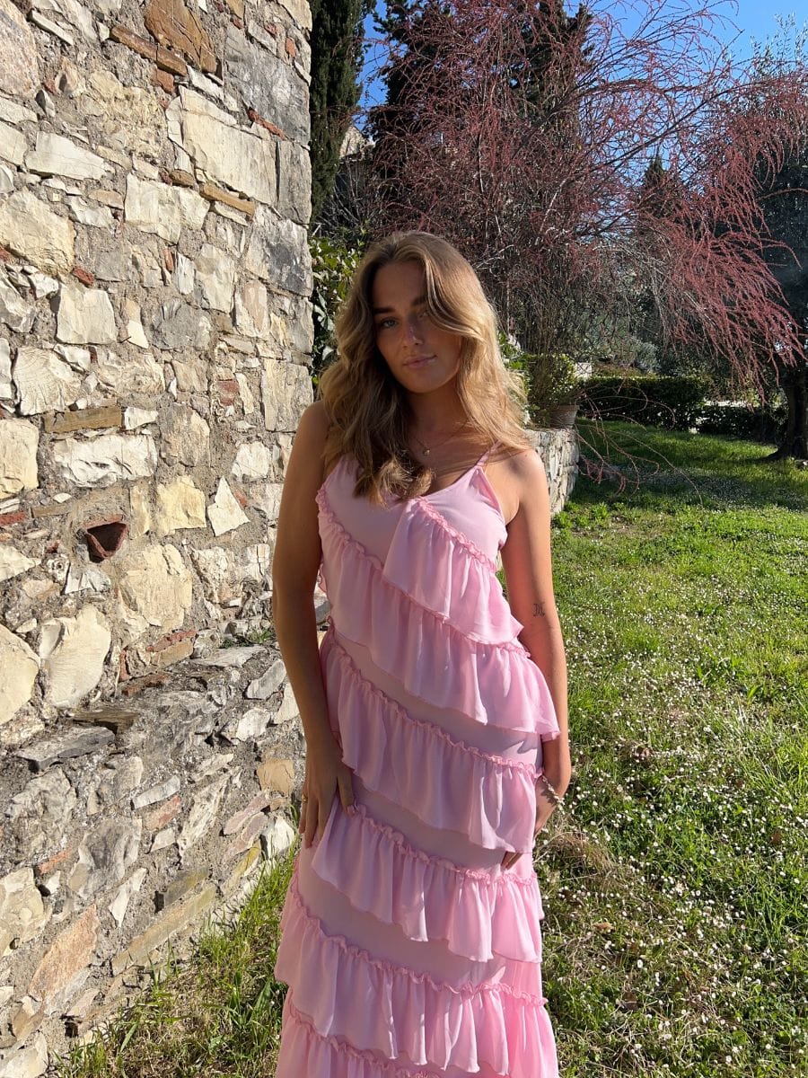 Rie Ruffle Dress Light Pink