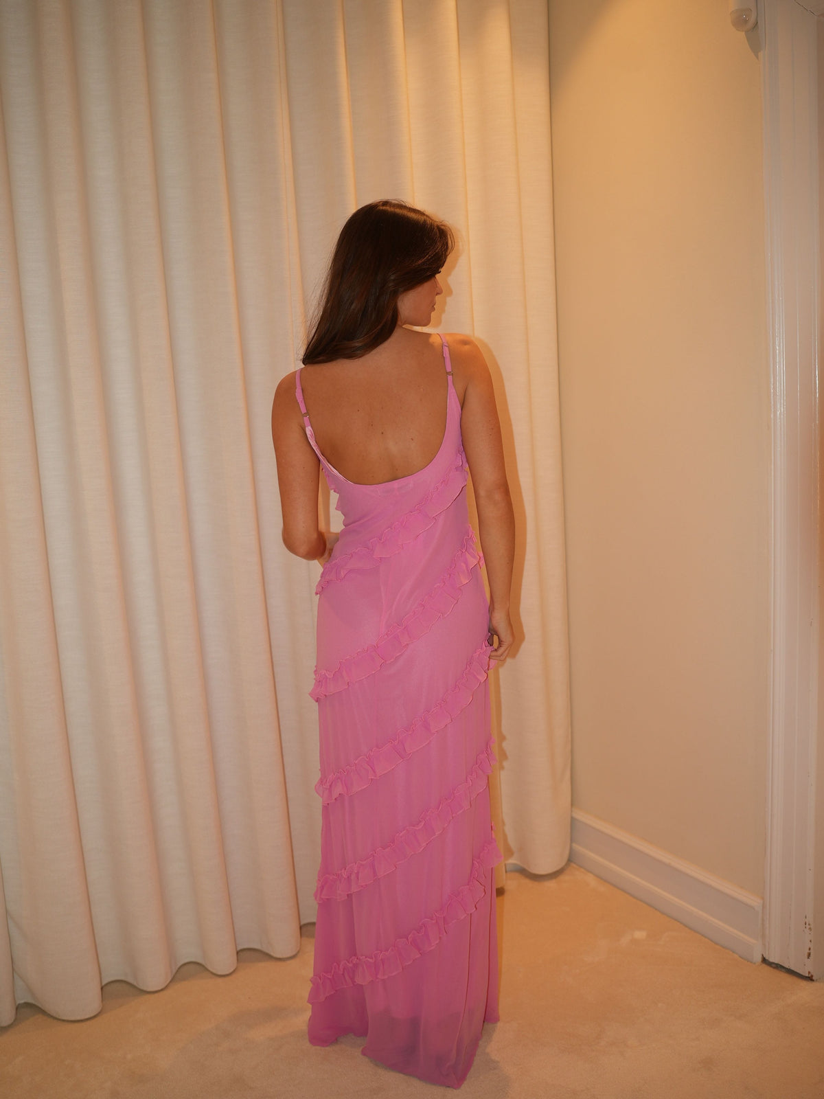Rie Ruffle Dress Pink