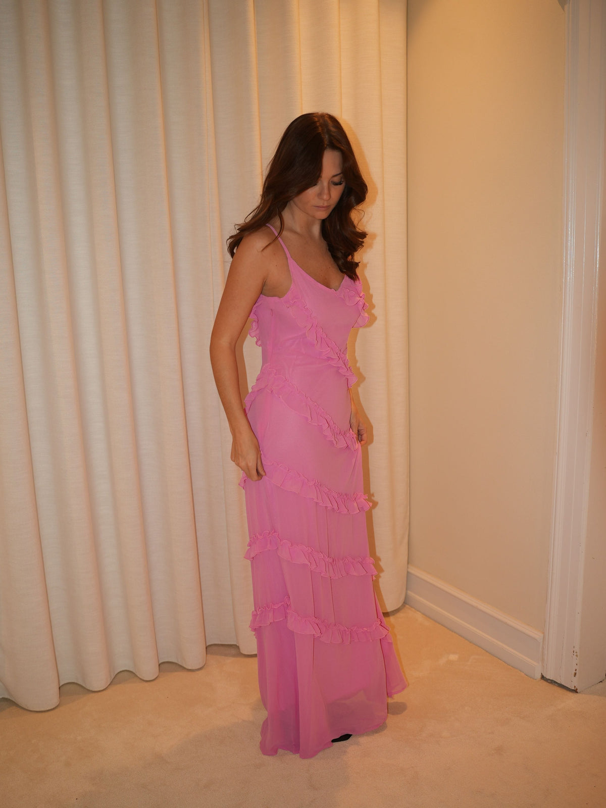 Rie Ruffle Dress Pink