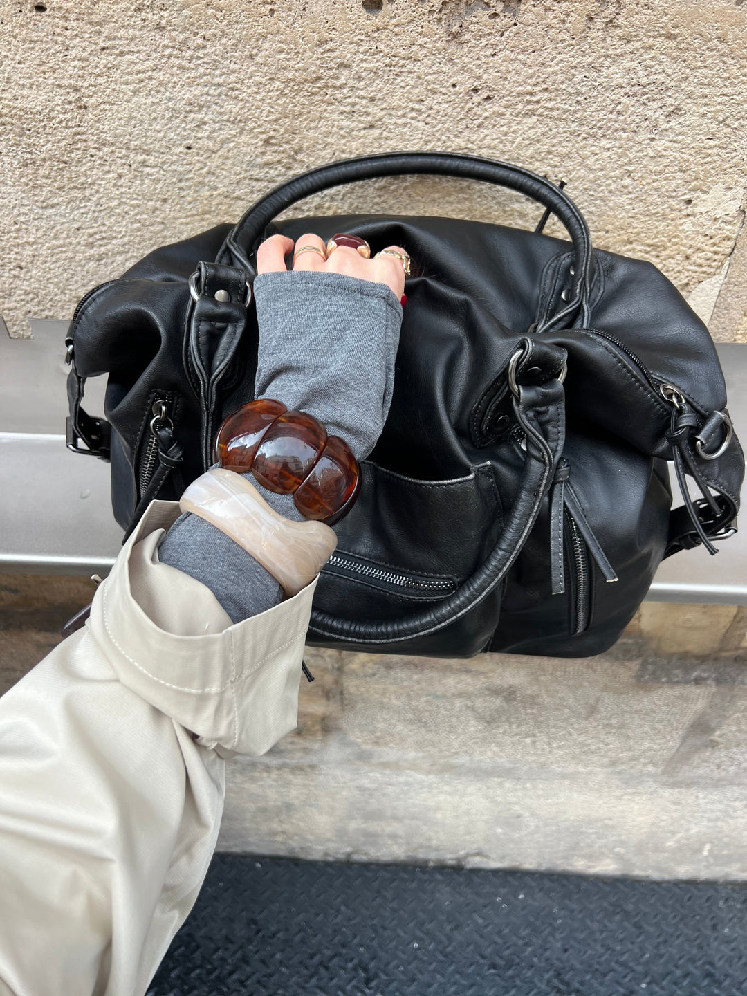 Neo open bracelet - Beige